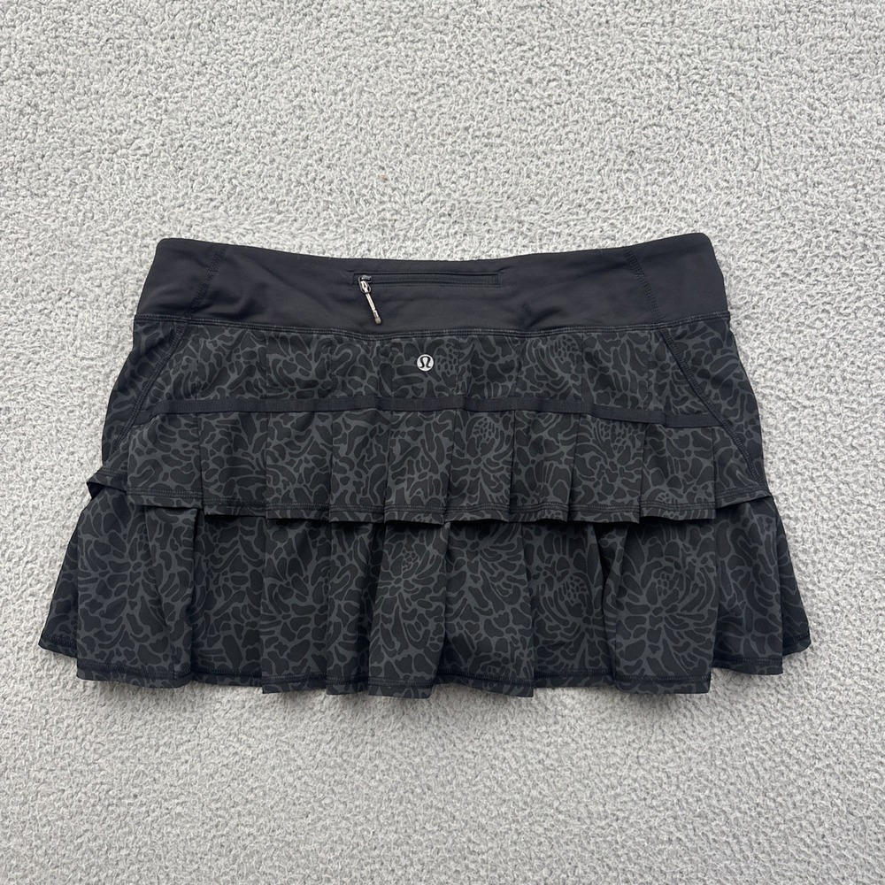 Lululemon Run Pace Setter Skirt Skort Black Petal Camo Athletic Women's 12